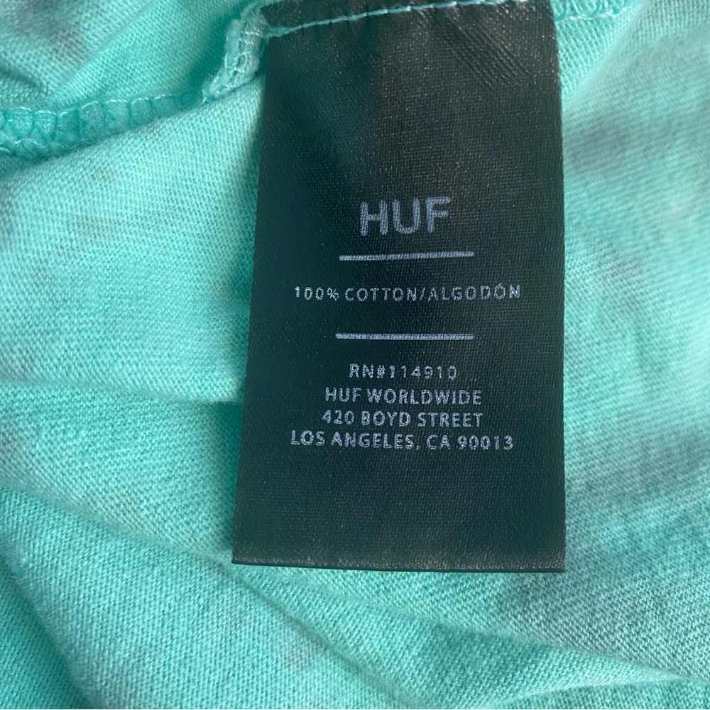 HUF Teal Tie-Dye Short Sleeve Tee with Pink Logo - Picture 13 of 14